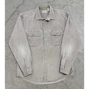 L.L. Bean Corduroy Field Shirt Button Down Vintage 90s Sz Medium Tan Workwear
